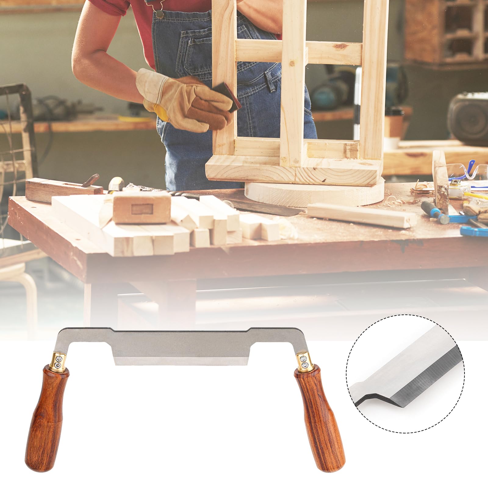 Couteau à Dessiner, Outil de Rasage de Tirage Outil de Rasage de Tirage D'écorçage à Couteau Incurvé/Droit pour Bûches D'élimination L'écorce Des Arbres