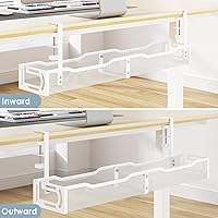 Vista 7 de Cable Management, 25'' Cable Management Under Desk No Drill, Metal Cord Organizer with Clamp for Standing Desk, Cable Organizer for Home Office