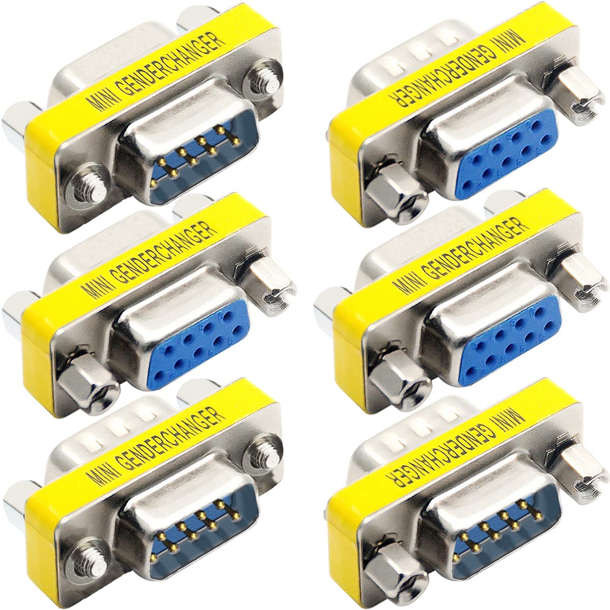 6 szt. DB9 męski do męskiego/żeńskiego do żeńskiego, RS232 Gender Changer, 9-pinowy adapter do transmisji danych szeregowych