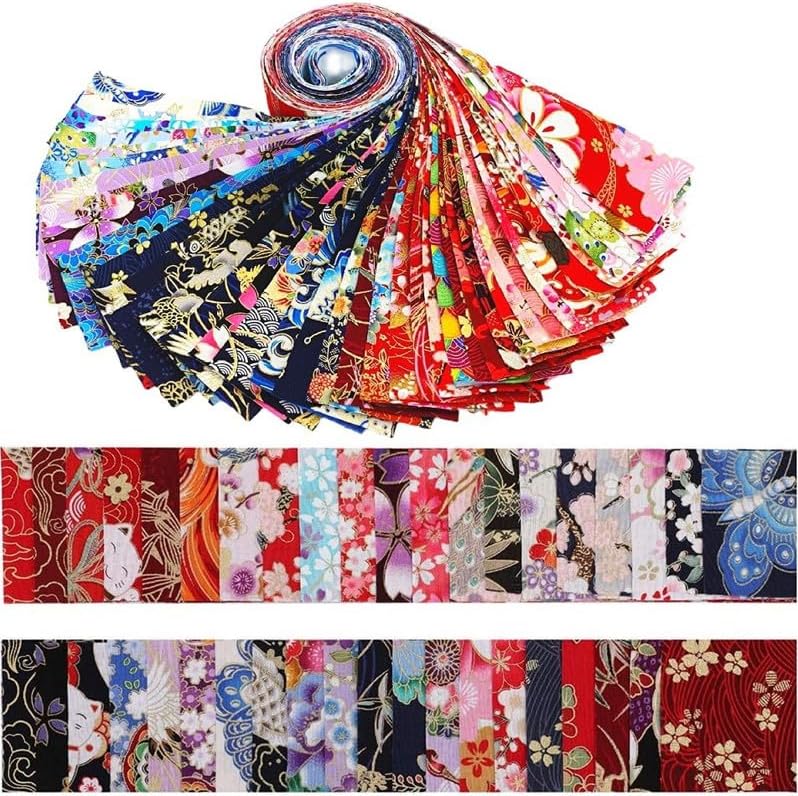 40 Pcs Jelly Roll Fabric Strips for Quilting & Sewing Supplies-2.6 Inch Precut Floral Fabric Strips in Assorted Patterns, Perfect for DIY Crafts, Quilting, Patchwork (Japanese Style Printed Cotton)