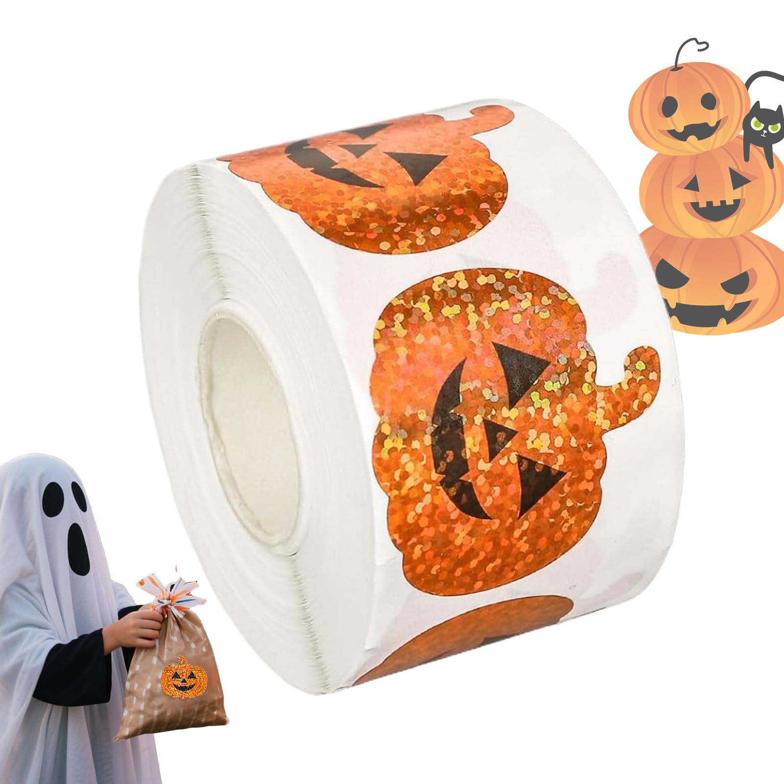 Naklejki Halloween Halloween Naklejki w Rolce z Dynią | 500 Sztuk Materialow Plastycznych Na Halloween Dla Dzieci I Mlodziezy Do Zabaw Kreatywnych Gier Klasowych Oraz Rzezbi