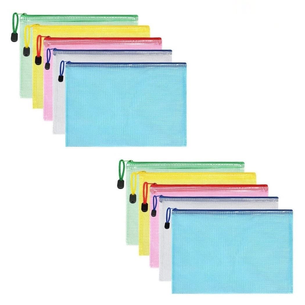 LATRAT Borsa per documenti A4 PVC con cerniera 10 pezzi rete