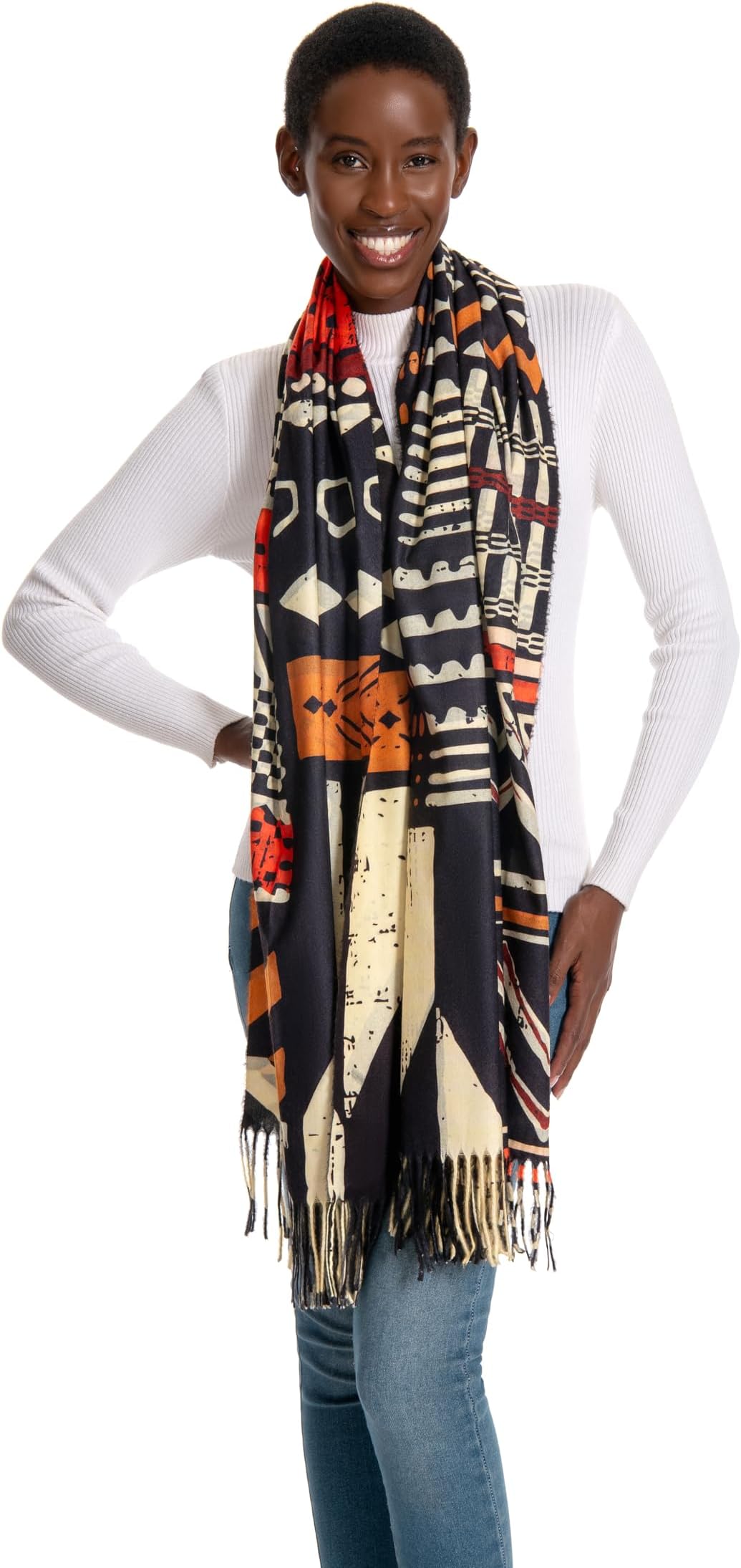 African Tribal Style Double Sided Prints Winter Scarf Shawl for Women