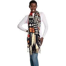 Soft Cashmere Feel Scarf for Women,African Tribal Style Double Sided Prints Warm Tassel Shawl Scarf Winter Large Wrap