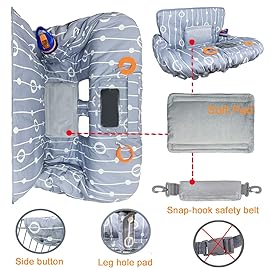 Shopping Cart Cover for Baby Grocery Cart Cover for Baby boy and Baby Girl, High Chair Cover for Baby and Toddler, Baby Registry Gift - Waterproof - Extra Large - Cotton - Double Sided (Grey)
