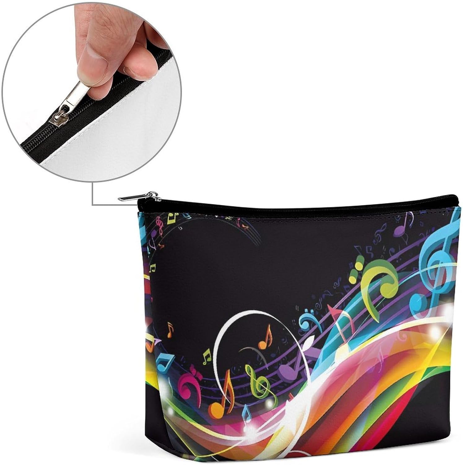 Colorful Music Toiletry Bag Large Capacity Makeup Bag Travel Makeup Pouch Mini Cosmetic Bags Zipper Make Up Storage Pouch Make Up Organizer Tool Pouchs image 4