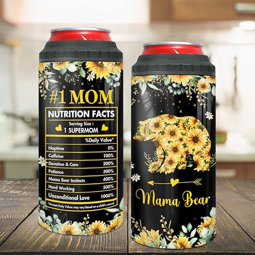 Miniatura 5 de Mom Gifts - Vaso 4 en 1 para mamá con información nutricional, estilo girasol, acero inoxidable, taza de viaje de 16 onzas, Día de la Madre,