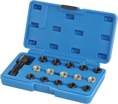 16pc Spark Plug Thread Repair Rethreading Tool Kit M16 Threaded Coil Insert