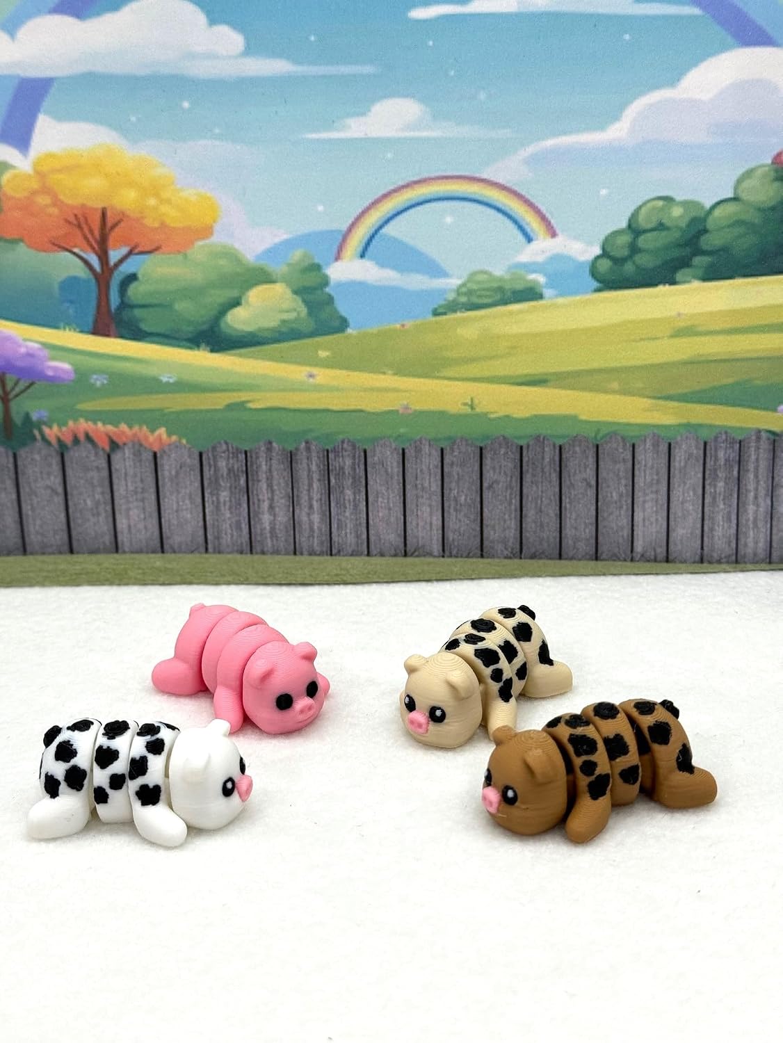4 pcs Mini Pigs with Milk Carton, 3D Printed Articulated Fidget Mini Pigs, Colorful Mini Pigs Fidget Toy, Fidget Toys for Autism/ADHD MP001-RED image 5
