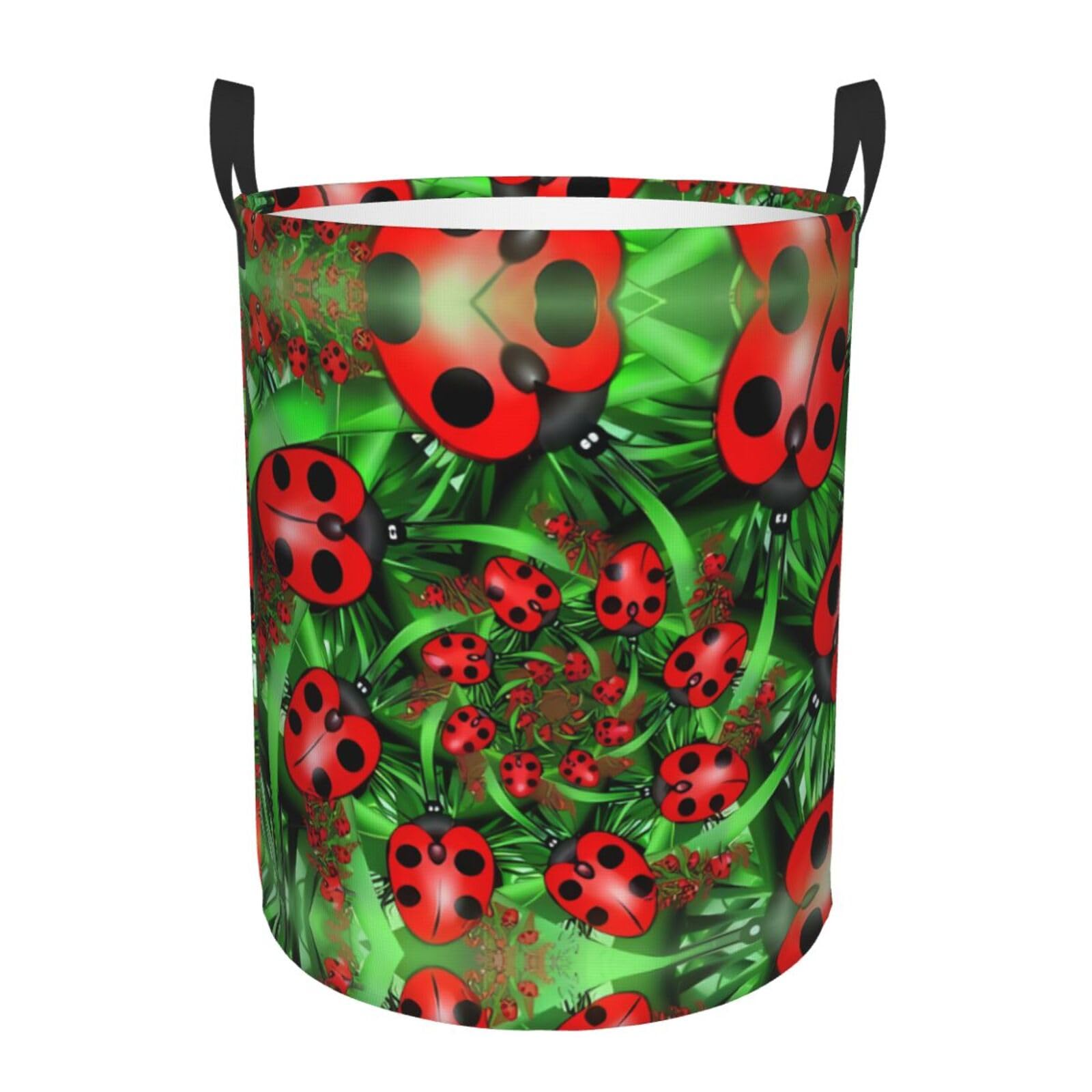 M Circular Hamper – Collapsible Red Ladybug Print Laundry Basket