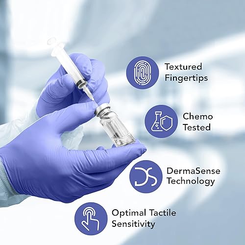 Miniatura 3 de Medicom AssureTouch - Guantes de nitrilo puro para examen médico, medianos, 3 mil, 200 unidades, guantes desechables sin látex, sin polvo