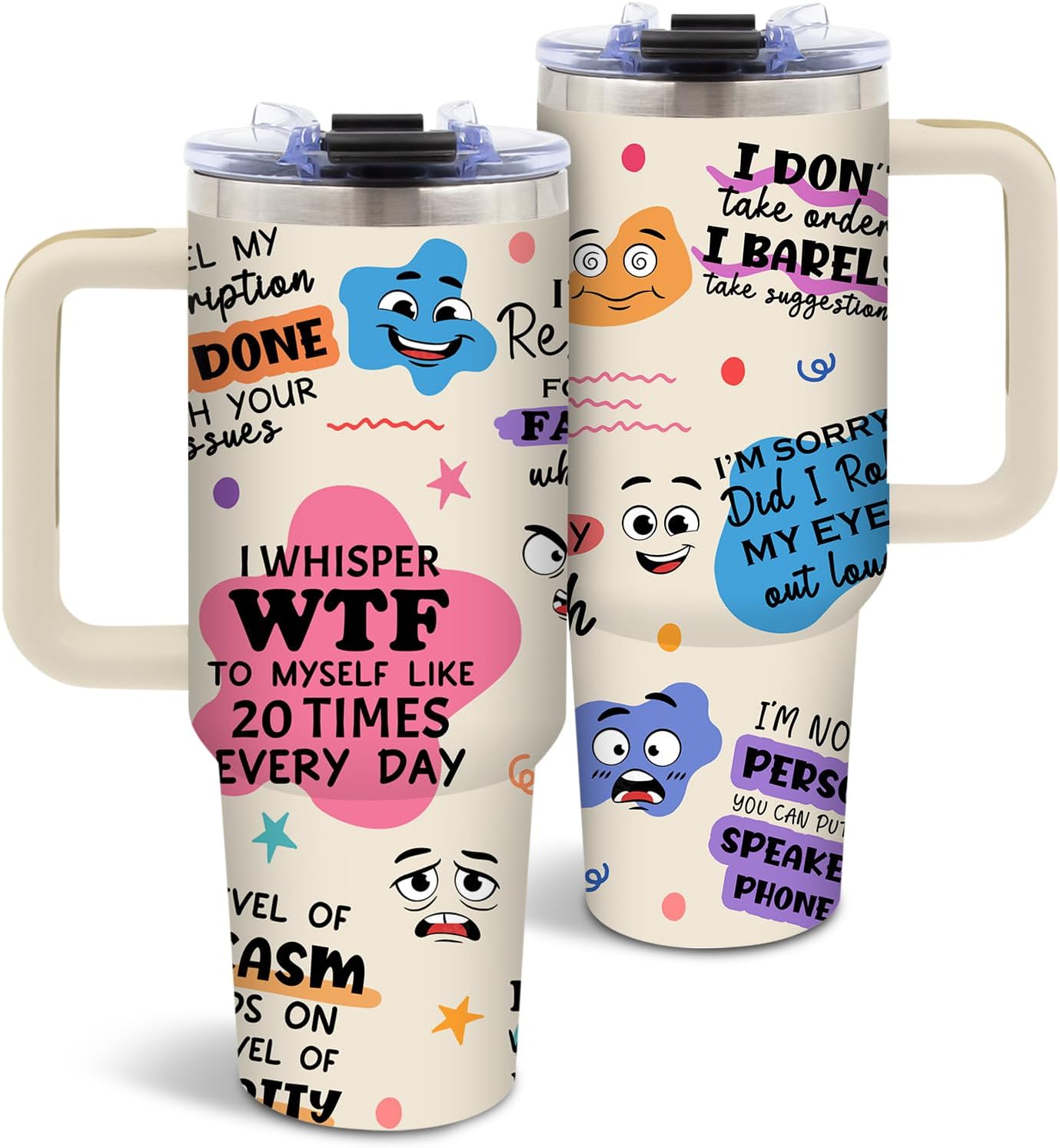 DUUV 40 Oz Funny Tumbler with Handle and Lid, Motivational Saying Cup for Work Office Coworkers, Encouragement Gifts for Birthday Christmas, 1PCS