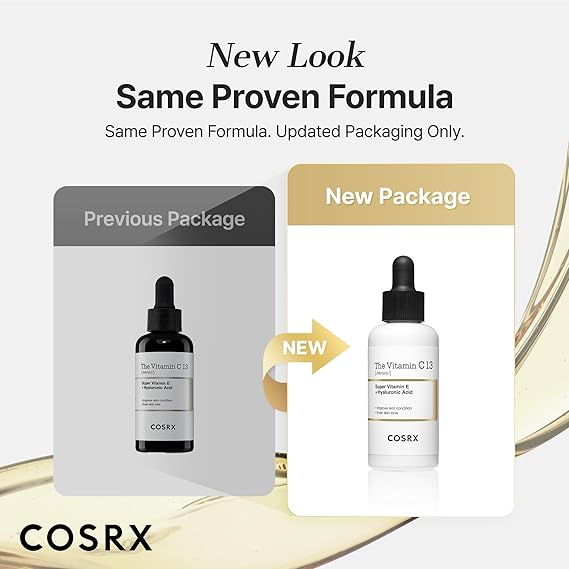 COSRX Pure Vitamin C 13% Serum (Renewal) with Vitamin E & Hyaluronic Acid, Korean Vitamin C Serum, Hydrating Facial Serum for Uneven Skin Tone, Dull Skin, 0.67 oz, Korean Skin Care