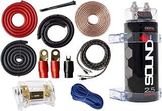 SoundBox 0 Gauge Amp Kit Amplifier Install Wiring & 2.5 Farad Digital Capacitor- 2500 Watts Peak Power Rating, Amp Kit- 5500 Watt Peak Power Rating