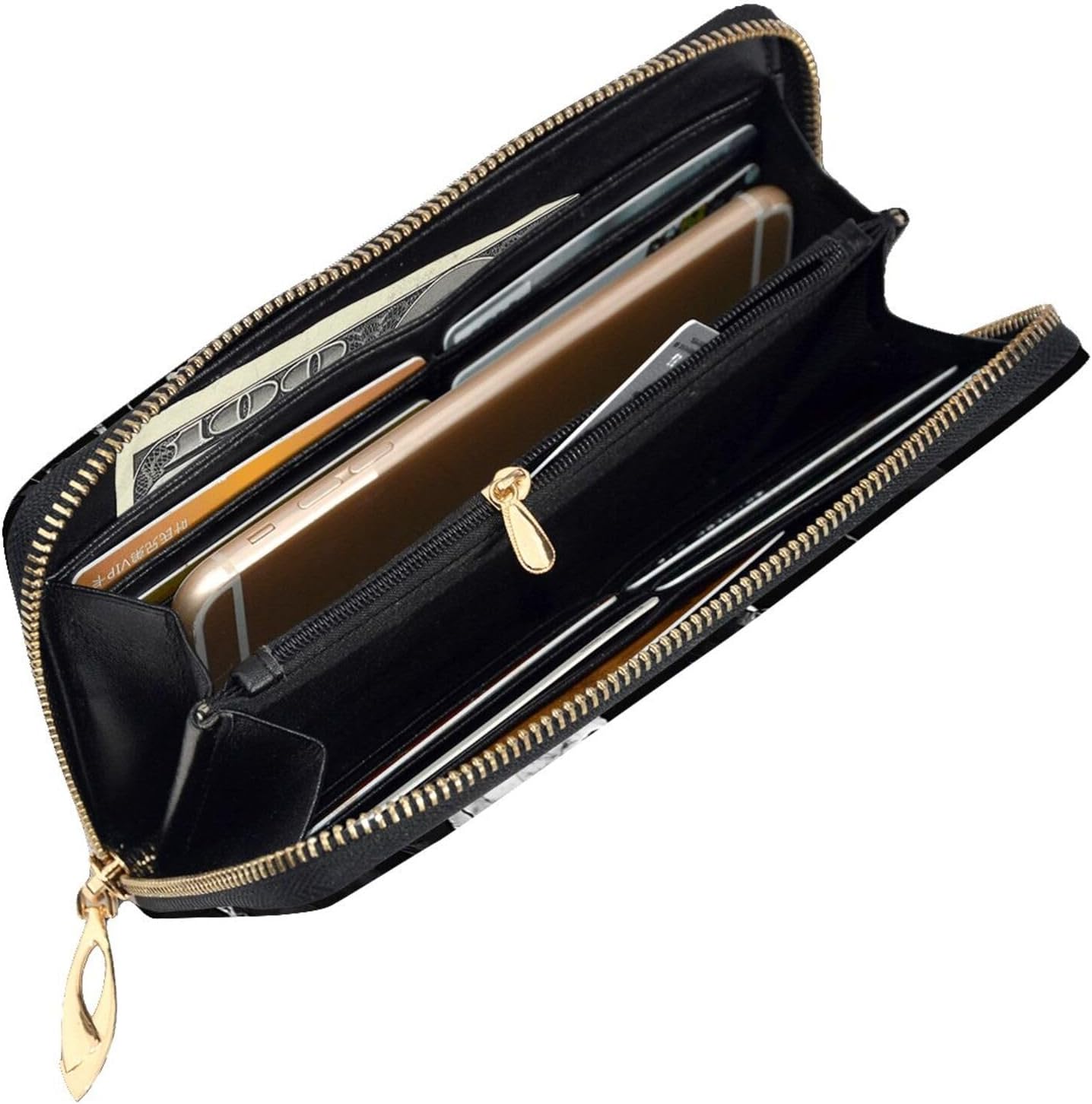 Black And White Marblefull Width Double-Sided Printed Long Wallet Is A Must-Have For Travel, Portable And Easy To Store In One