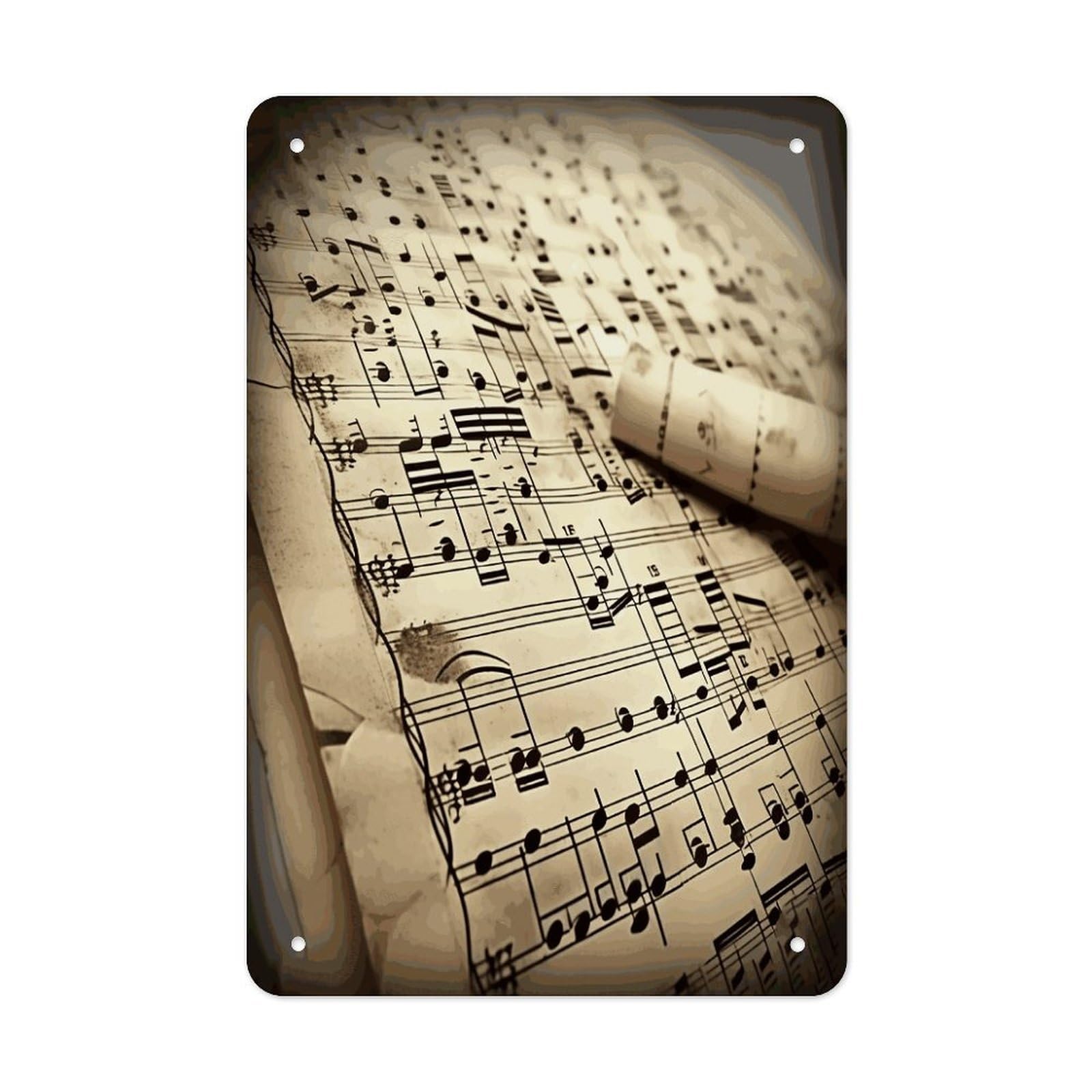 LDGSUPH Sheet Music Wall Art Prints Folded Edge Iron Sheet Painting with Holes for Wall Prints Decorative Picture Metal Signboard Decor Painting for Outdoor Indoor Wall Decor