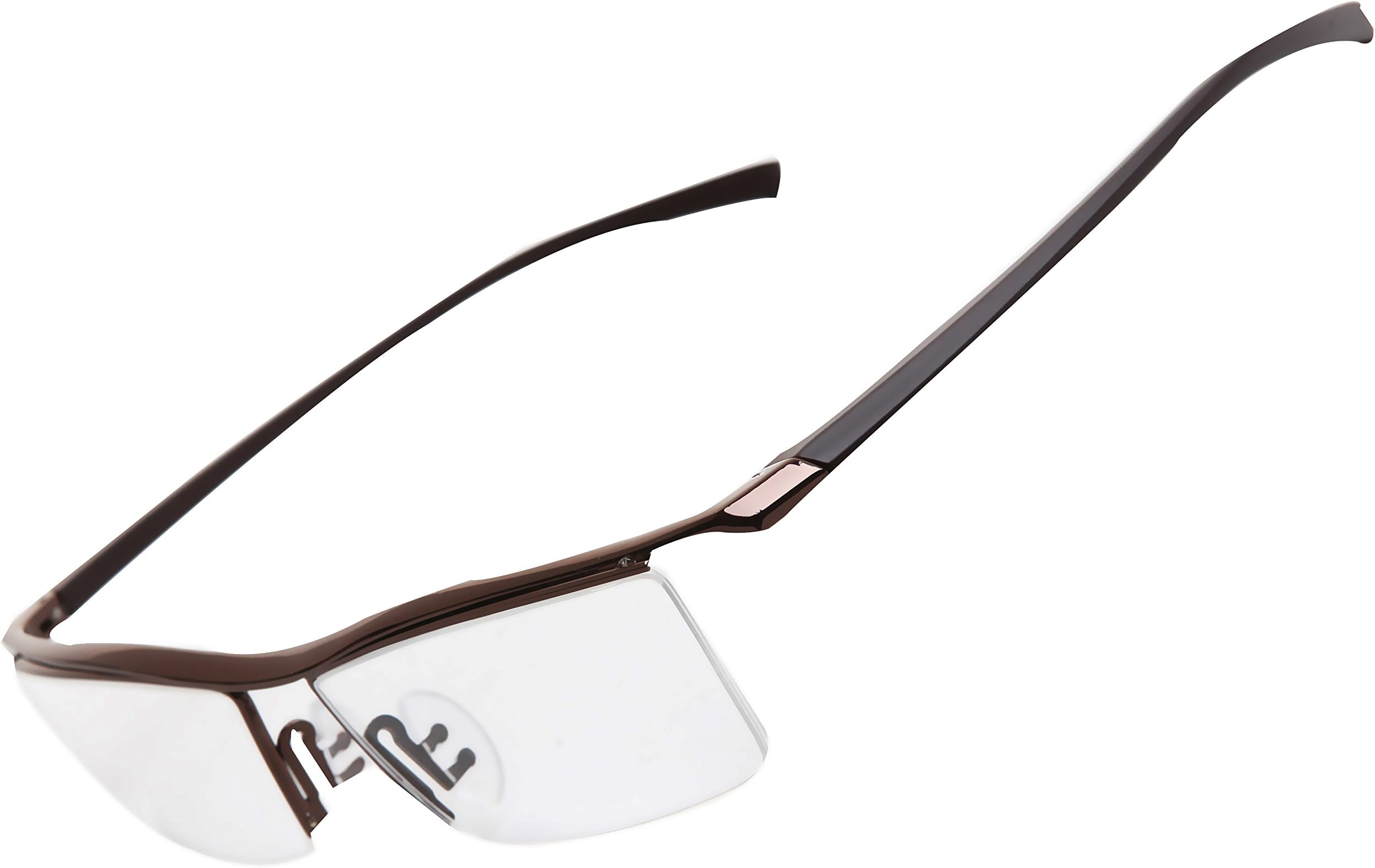 Brown Half Rimless Business Reading Glasses 1.50 Men Women Fashion Rimless Reading Eyeglasses + Eyewear Case