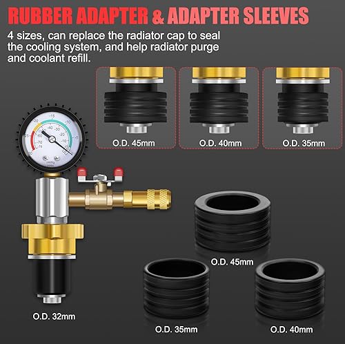 Miniatura 6 de JIFETOR Kit de herramientas de recarga de refrigerante para radiador de purga al vacío, tanque de agua para automóvil, juego de llenado de cambio de