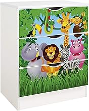 leomark Wooden Chest of Drawers 60x42x78 Roma Chest of Drawers Chest of Drawers Bedroom Home Nursery Nursery Scandinavian Style UV Animal Print Cabinet