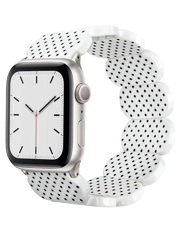 Heesch Compitable with Apple Watch Band for Women Strectchy Resin Watchstrap for Apple Watch 38,40,41,42mm Wristband Bracelet for iWatch SE 7,6,5,4, Polka Dots White by Heesch - Used condition - US$13.57