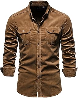 Men Shirts Long Sleeve Dress Collar Shirt Cotton Button Down T Shirt Solid Big and Tall Outdoor Fashion Tee Tops