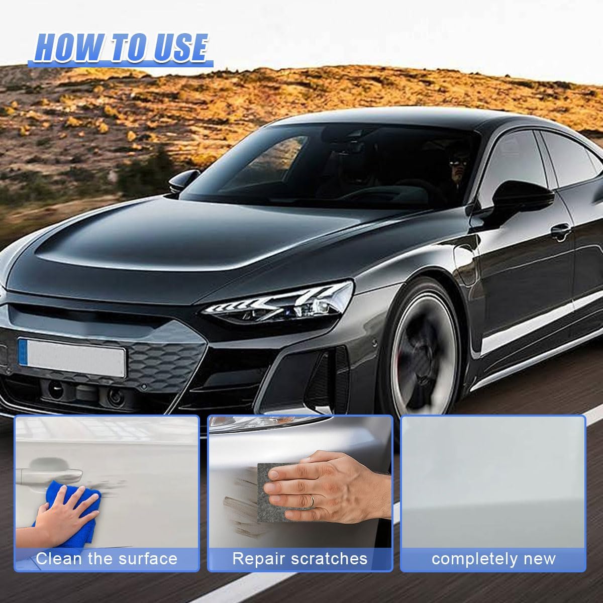 4PCS Nano Sparkle Cloth Car Scratch Remover, Magic Wipes Cleaning Cloth, Nanosparkle Cloth for Car Scratches, Removes Water Spots & Swirl Marks (Black 1)