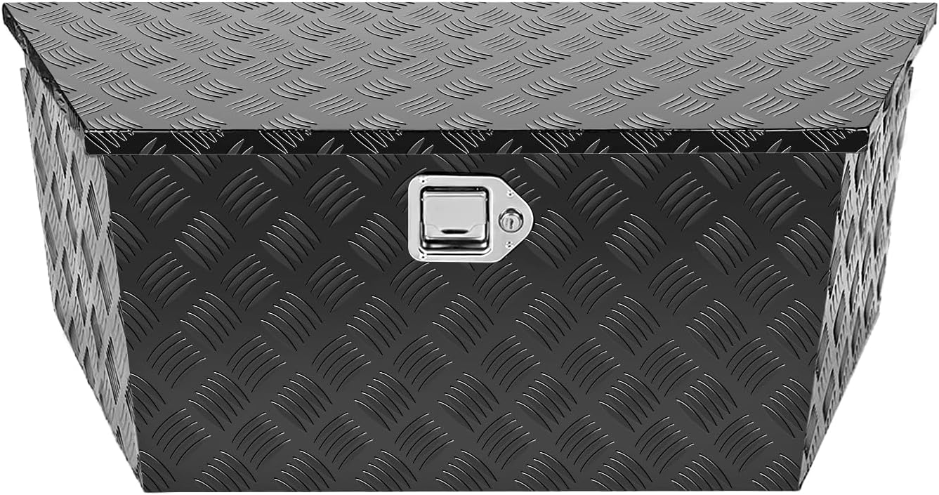 39 Inch Trailer Tool Box,Aluminum Storage Tongue ToolBox,39"X16"X12" Truck Chest box Organizer w/Lock and Keys For Pickup,Truck Bed, RV, Trailer,Heavy Duty Waterproof Black box
