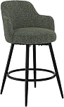 LUE BONA Tabourets à barres pivotantes Ensemble de 2, 26" Tabourets de comptoir avec dos ergonomique semi-fermé, bar-tools rembourrés Chenille avec coussin de printemps pour l'île de la cuisine, vert grisâtre