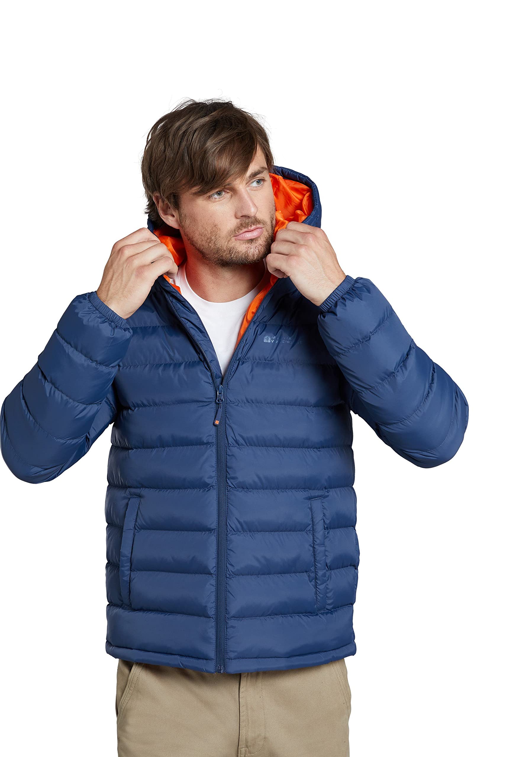 Mountain Warehouse Men's Navy (02) Season Padded Jacket - Water Resistant Puffer Coat, Lightweight, Warm, Lab Tested To -30C, Microfibre Filler - For Travelling, Walking Navy S