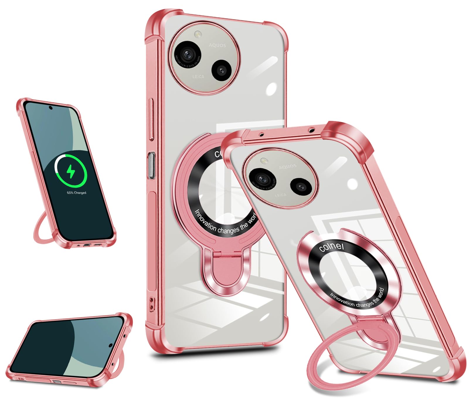 携帯電話 Amazon.co.jp: AQUOS R9/R10 ケース クリア 縦横両対応 リング