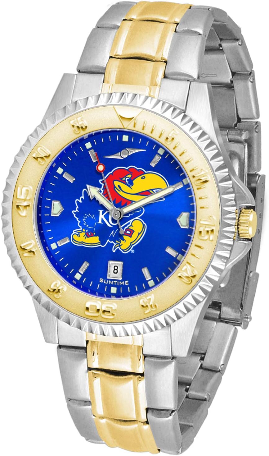 SunTime Kansas Jayhawk Men's Competitor Steel Watch Two-Tone Gold/Silver with Anochrome Dial