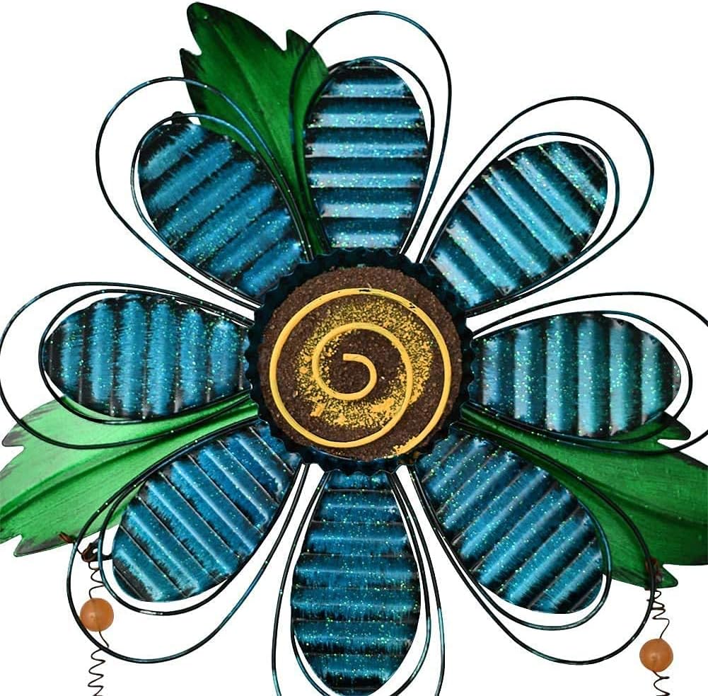 Large Rustic Metal Blue Flower Welcome Wall Art Decor Hanging Metal Flower Welcome Door Wreath Kitchen Living Room Bathroom Patio Garden Yard Wall Decoration