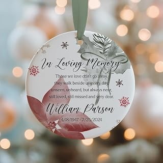 Memorial Christmas Ornament, in Loving Memory Keepsake, Heartfelt Remembrance Decoration, Thoughtful Sympathy Ornament for Spouse, Elegant Holiday Tribute, Sentimental in Memory Hanging Accent
