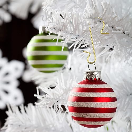 Miniatura 6 de Tatuo 400 ganchos para adornos de Navidad, ganchos de alambre de metal con caja de almacenamiento para decoración de árbol de Navidad (dorado,