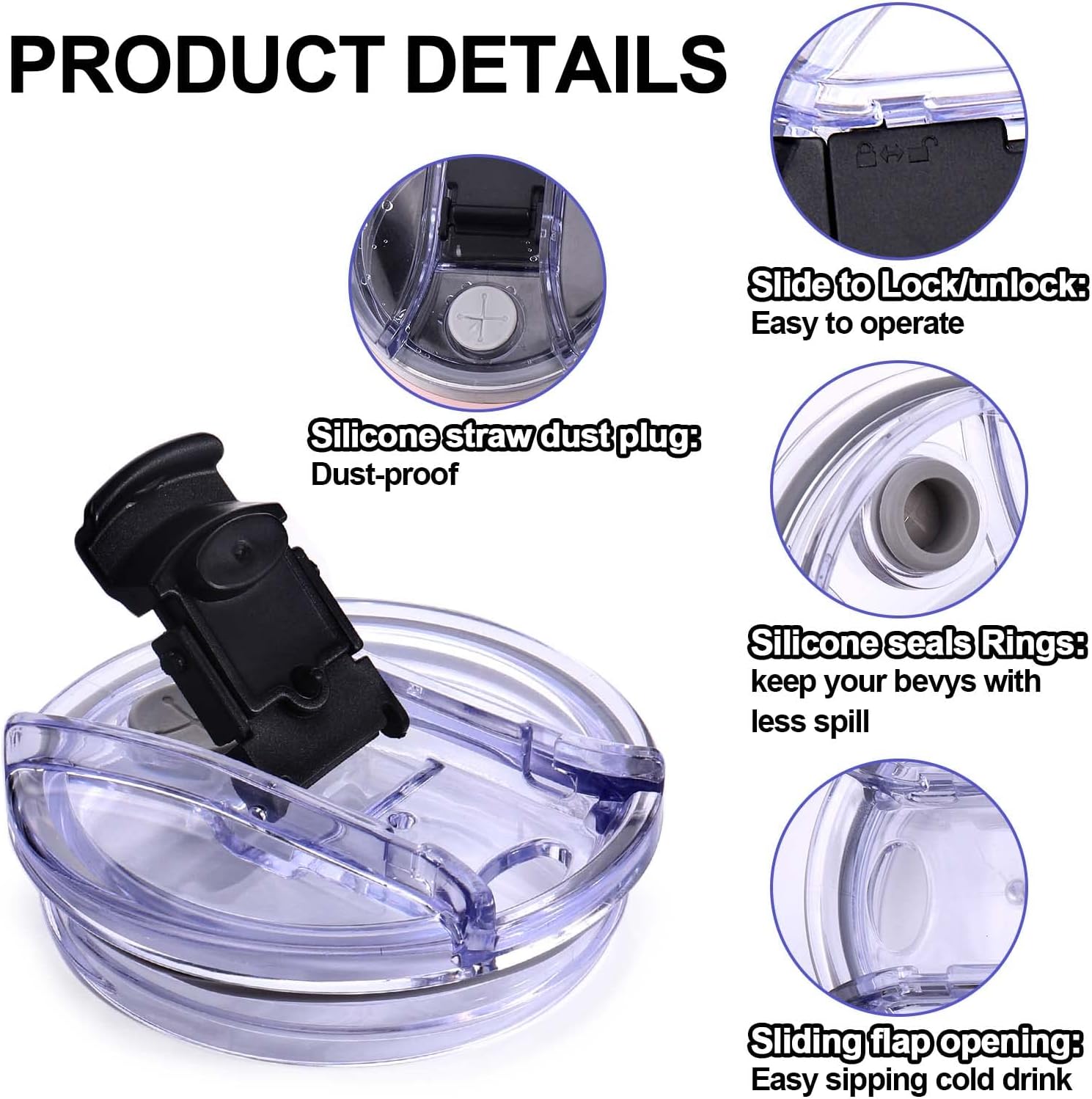 AIERSA 2Pcs Lid Replacement for Stanley Quencher Cup 40 oz Tumbler with Handle, Flip Spill Stopper Lid, Spillproof, Dustproof, Stanley Cup Accessories - Image 5