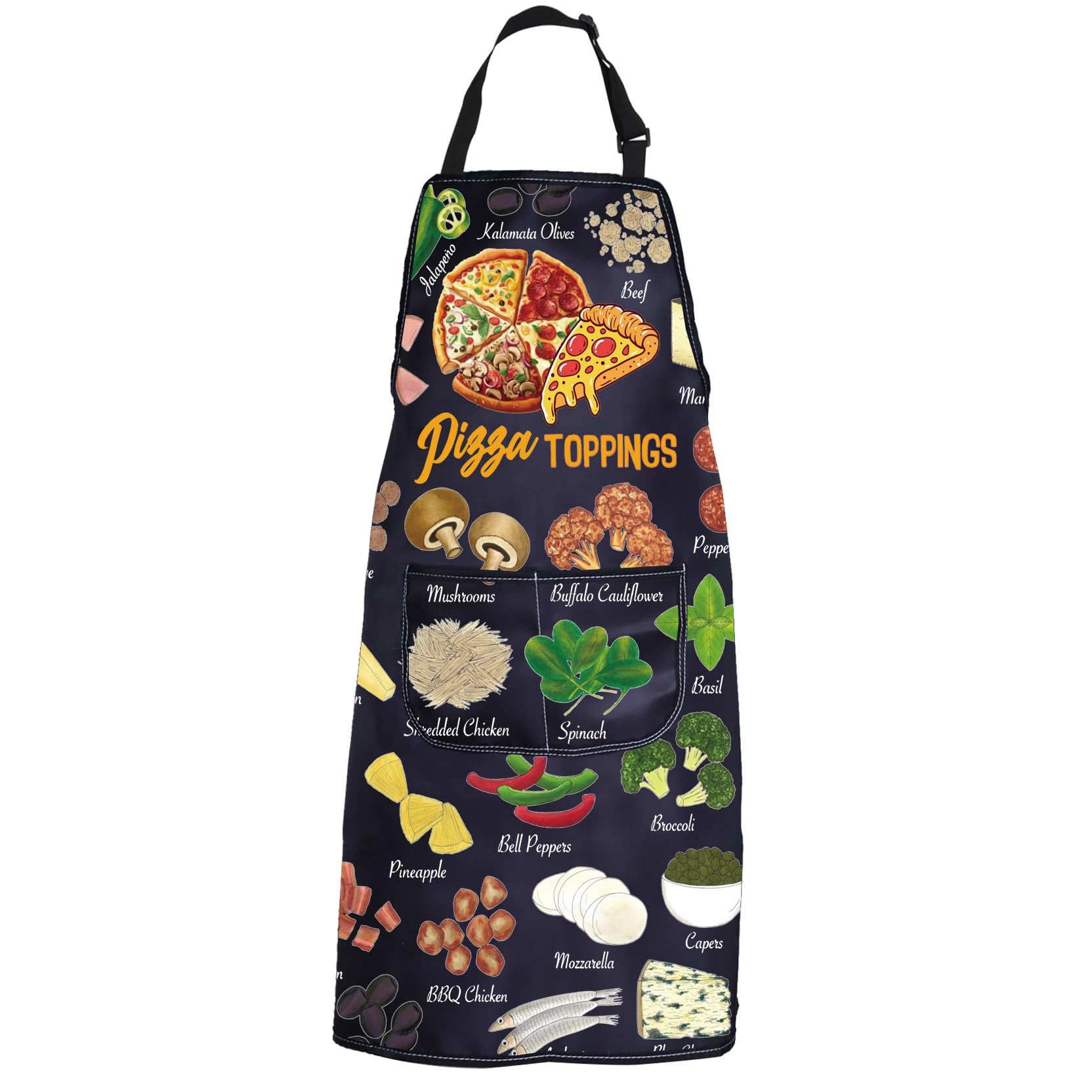PXTIDY Pizza Toppings Kitchen Apron Cooking Baking Gifts for Pizza Lover Pizzaologist Pizza Queen Gift Pizzeria Chef Apron