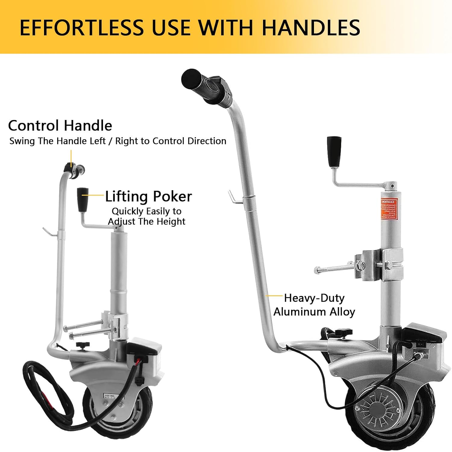 350W 12V Motorised Jockey Wheel - Heavy-Duty 2270KG Load Caravan Boat Trailer Mover - Efficient Power Wheel for Dolly Jack - Essential Vehicle Accessory