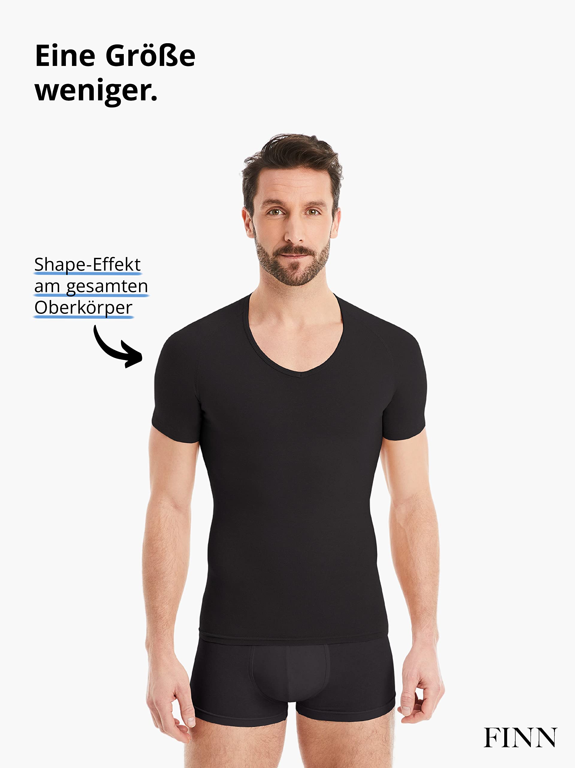 FINN Męska koszulka kompresyjna modelująca figurę z efektem wyszczuplającym brzuch - krótki rękaw Shapewear podkoszulek z bawełny - Body Shaper dla płaskiego brzucha