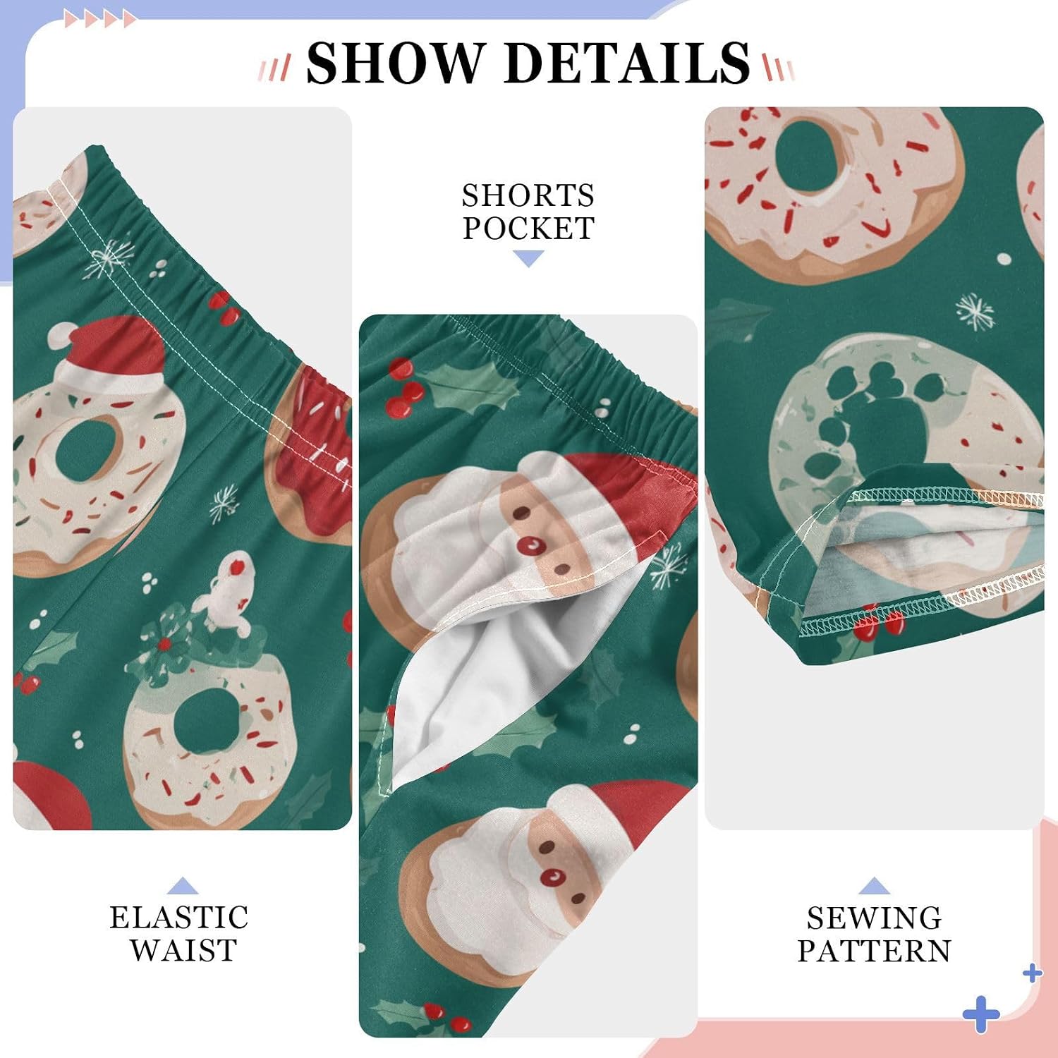 visesunny Boys' Pants Cute Christmas Doughnuts Santa Hat Jogger Pants Elastic Waist Long Bottoms Trousers with Pockets S-XL