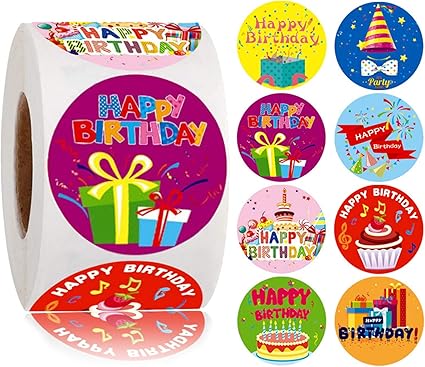 Amazon Co Jp お誕生日おめでとうシール 500枚 8絵柄 Happy Birthday ギフトシール 封印シール ハッピーバースデー シール バースデーステッカー 直径約2 5cm 円型 防水 業務用 ラッピング ラベルステッカー パーティー 誕生日プレゼントの飾り付けに ギフト