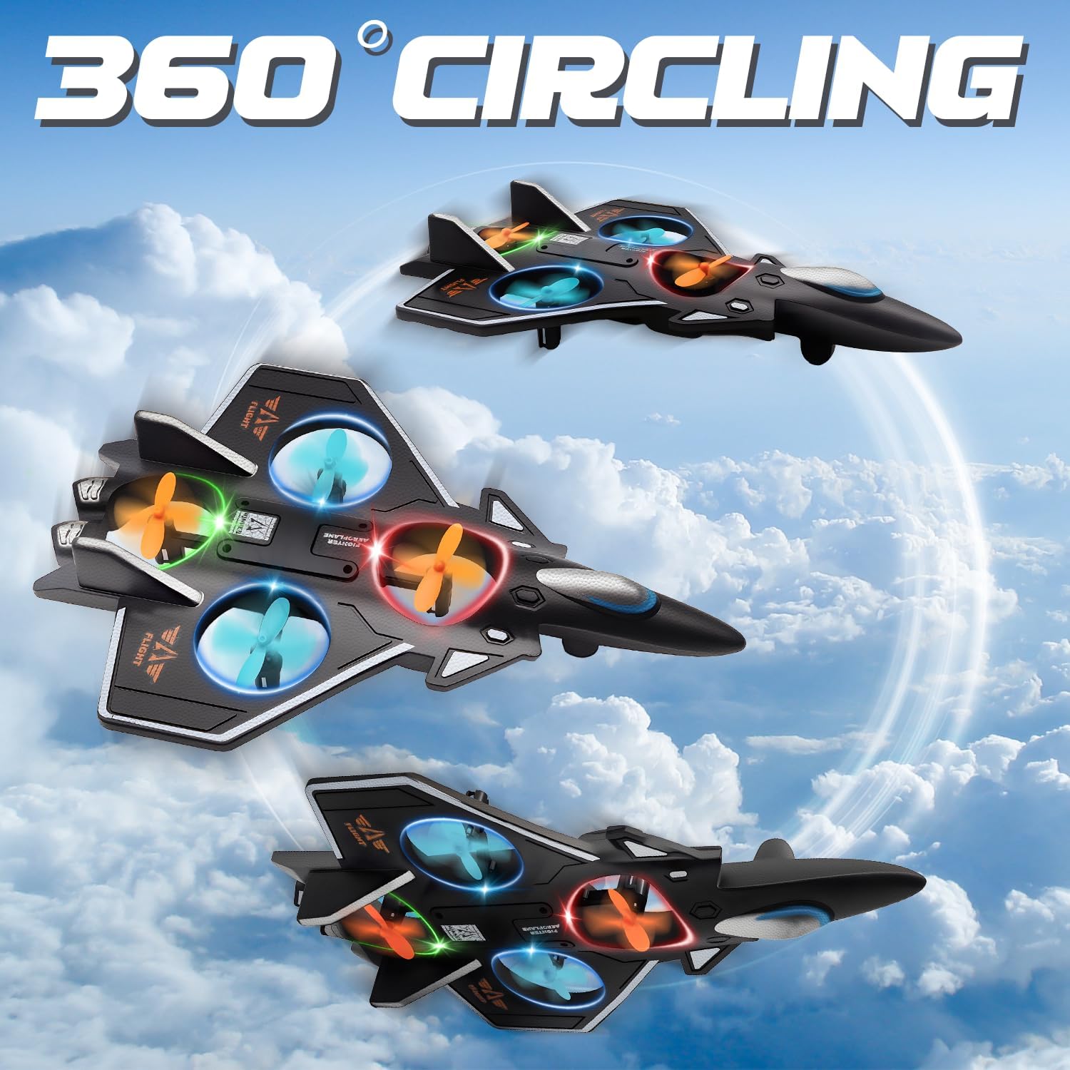 Snugzy Foam RC Plane Remote Control Airplanes for Kids 8-16, 360° Flip Stunt Roll RC Airplane with Colorful Lights, Airplane Toys Gifts for Boys