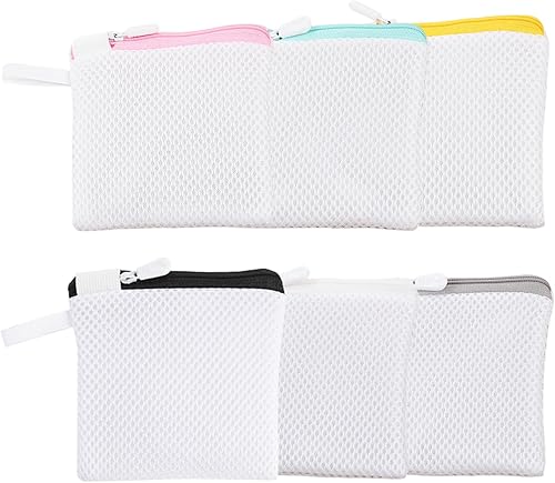 Miniatura 6 de Bolsa para lavadora de brasieres, 6 piezas, bolsa de lavandería de malla pequeña con cremalleras, mini bolsas de lavado de lencería para ropa