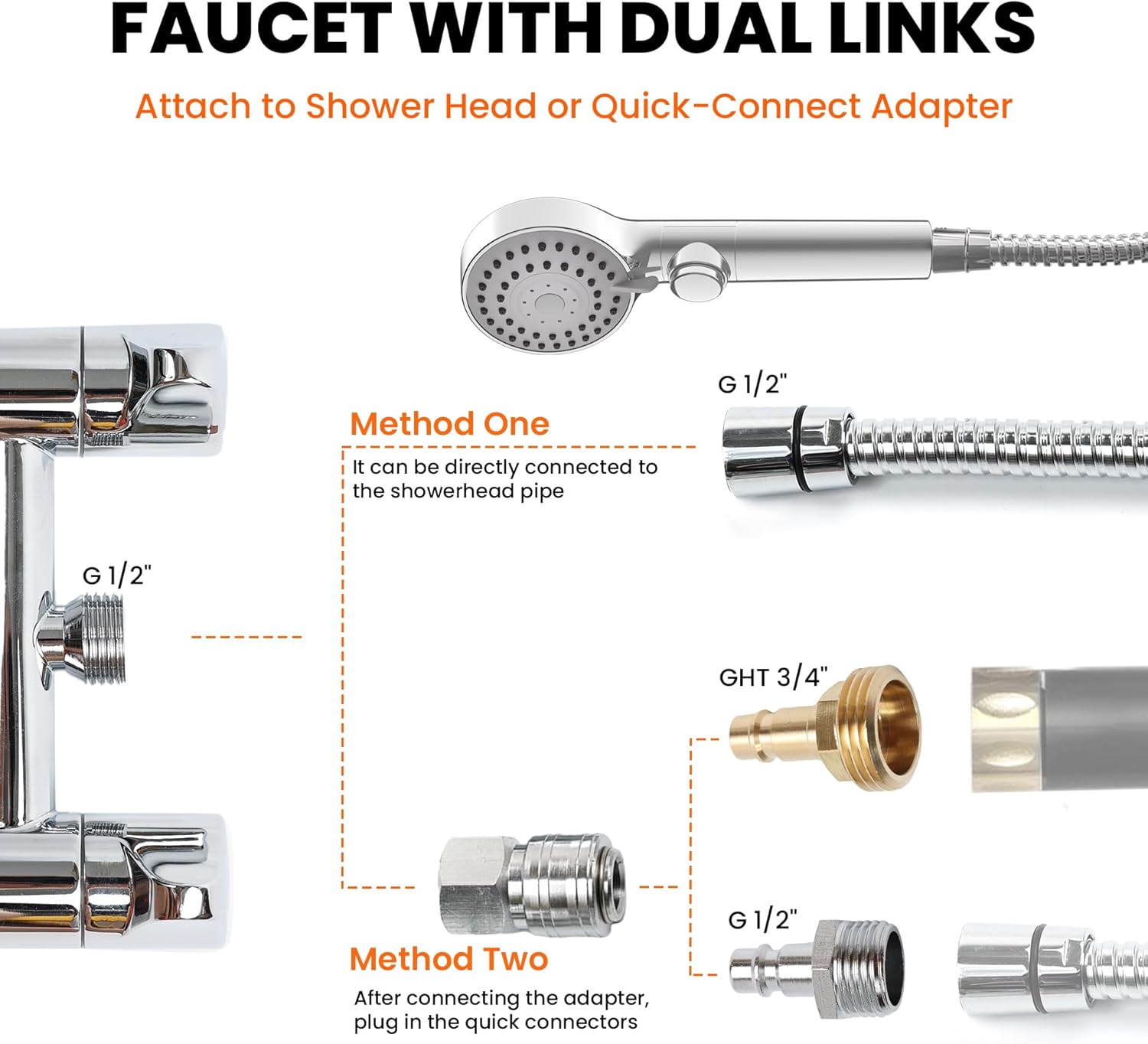 All Metal RV Shower Faucet, 4" Thermostatic Outdoor Shower Faucet Valve, RV Camper Motorhome Bathroom Shower Mixer Tap with Shower Spray, RV Tub Valve Replacement