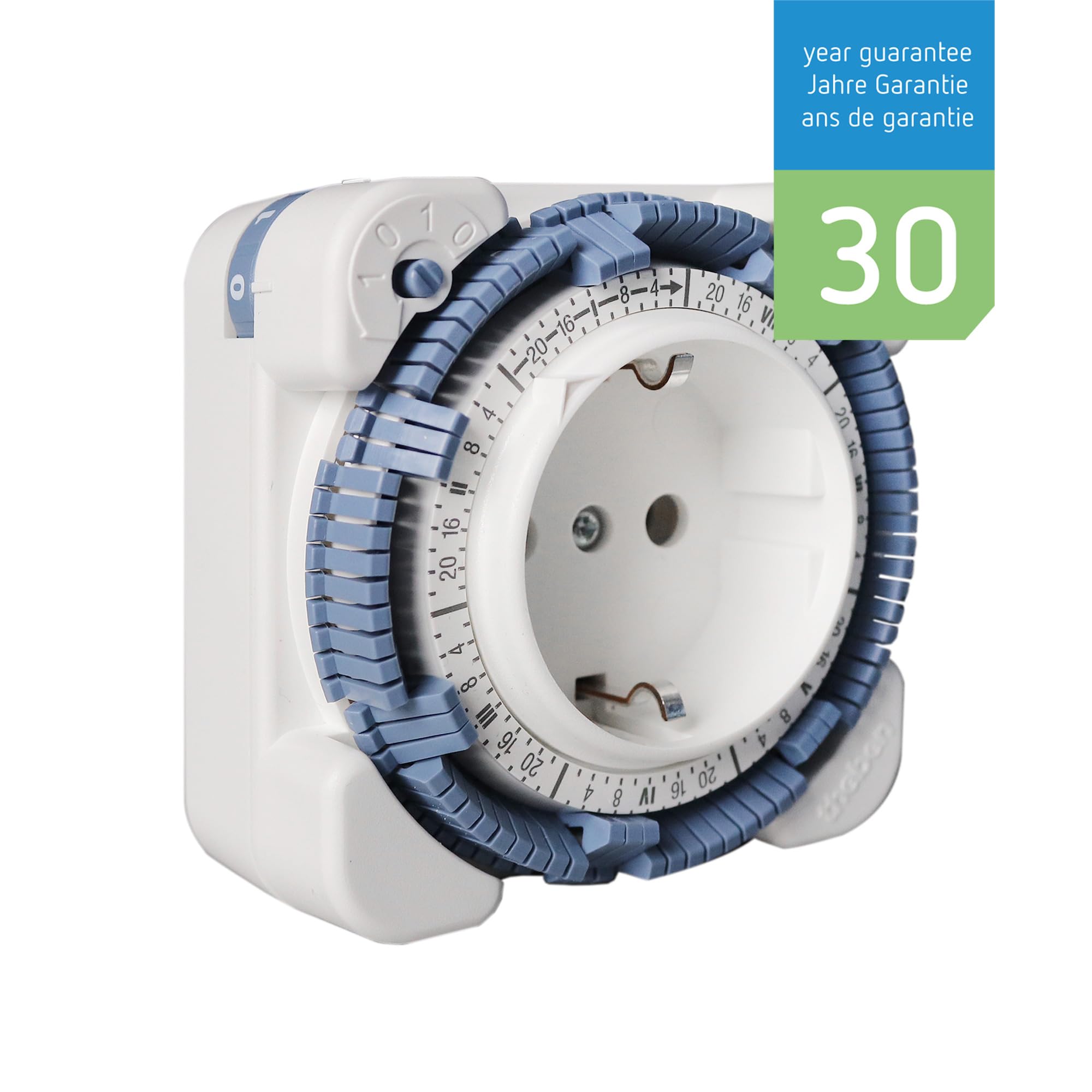 Theben 0270930 Timer 27 Steckdosen Zeitschaltuhr analog Wochenprogramm | 1-Kanal, mechanisch, 84 Schaltsegmente, 2-h-Schaltzeit, 16 A, Schuko, Vorwahl, netzsynchron, erhöhter Berührungsschutz