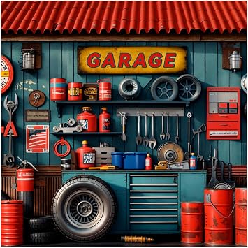 Kate 6.5x6.5ft Garage Car Repair Backdrops for Photography Mechanic Tool Room Booth Background Baby Kids Boys Birthday Party Decoration Photo Studio Backdrop