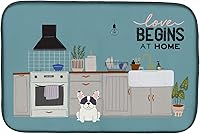 Vista 448 de Caroline's Treasures CK7824DDM - Tapete absorbente para secado de platos con diseño de bulldog inglés, rojo y blanco, para encimera de cocina, 14 x