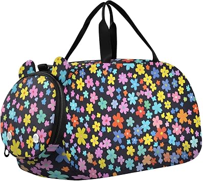 Sports Bag, Multicolored Flower Pattern Fitness bag, With Shoe Compartment, Suitable for School Practice and Overnight Travel,18.2" x 7.9" x 8.9"