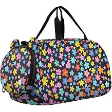 Sports Bag, Multicolored Flower Pattern Fitness bag, With Shoe Compartment, Suitable for School Practice and Overnight Travel,18.2" x 7.9" x 8.9"