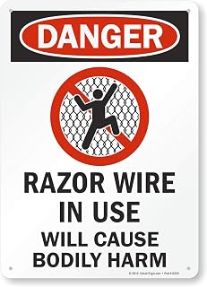 SmartSign "Danger - Razor Wire In Use Will Cause Bodily Harm" Sign | 10" x 14" Aluminum
