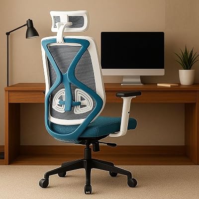 Hurricane High Back Ergonomic Mesh Chair with Synchro Mechanism and Sweat Free Mesh Office Chair with Adjustable Armrest, Multicolor